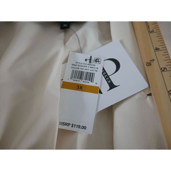 NINA PARKER Trendy Plus Size Cropped Open-front Blazer In White 3X - Picture 8 of 9